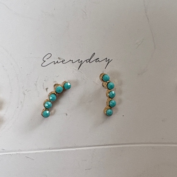 Kevia Women's Gold and Turquoise Earring Set - Picture 5 of 6